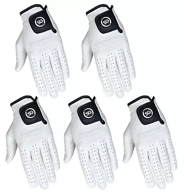 SG Pack Of 5 Men White Golf Gloves Cadet And Regular Sizes 100% Cabretta Leather • $22.90