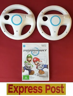 MARIOKART Wii MARIO KART 🎮 NINTENDO + 2 GENUINE RACING WHEELS ✅ LIKE NEW ✅ • $70