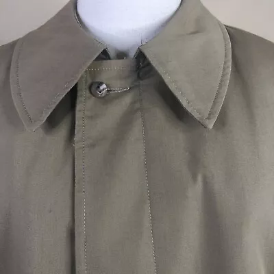 Sterlingwear Boston Trench Coat Mens XL Vintage Beige Khaki Faux Fur Zip Lining • $80.13