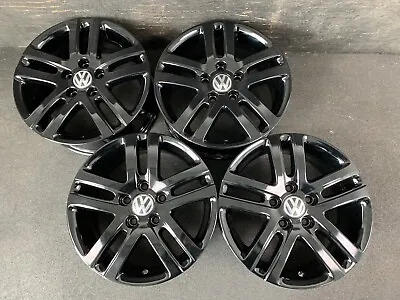 $795 • Buy (4) VW Volkswagen Jetta Gloss Black Powder Coat Wheels Rims + Caps 16  Hol.69812