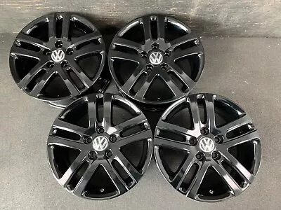 (4) VW Volkswagen Jetta Gloss Black Powder Coat Wheels Rims + Caps 16  Hol.69812 • $795