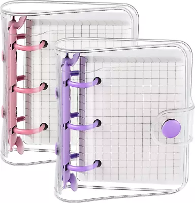 2 Sets Mini Transparent 3 Ring Binder Covers With Mini Binder Inner Paper Pocket • $17.34