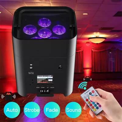 RGBWA+UV LED PAR Light Rechargeable Battery DJ Light Wireless APP DMX Control • $135.99