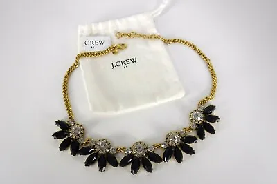 J. Crew Navy Blue Crystal Rhinestone Collar Necklace Statement Gold Tone • $22