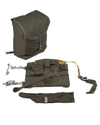 Used German Military Airborne OD Green Parachute Harness W/ Combat Bag Surplus • $89.99