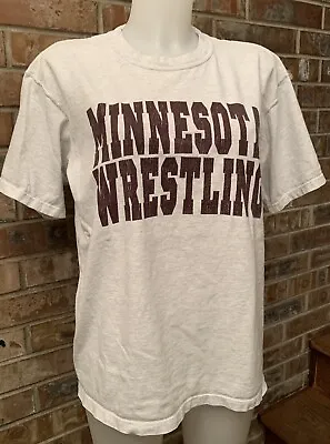 Vintage 1980s Spell Out Medium Sports  USA Minnesota Wrestling Grey Gym T-shirt • $19.99