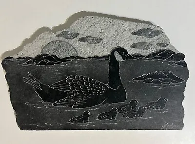 Siku Soapstone Inuit Art Wall Hanging Wild Geese &  Goslings Canada 9 • £37.49