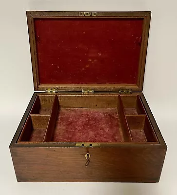 Antique Oak Storage Document Box Stationery Trinket Jewellery Keepsake With Key • $154.14