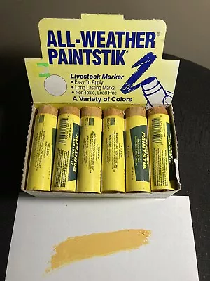 MARKAL All Weather Paintstik Paint Sticks Livestock Marker  LOT 24 YELLOW NOS • $12.50