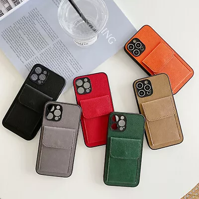 For IPhone 15 14 13 12 11 X Leather Wallet Card Bag Stand Phone Case Cover Back • £5.63