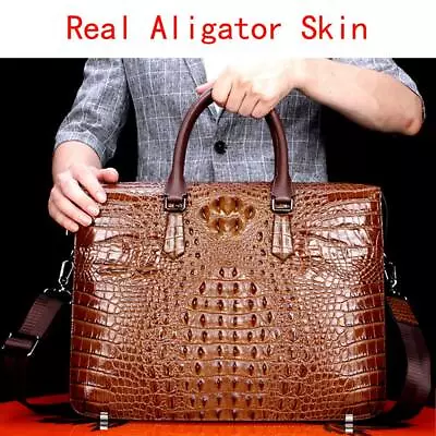 100% Real Thai Alligator Skin Men's Luxury Business Briefcase Laptop Large Bag • $328.90