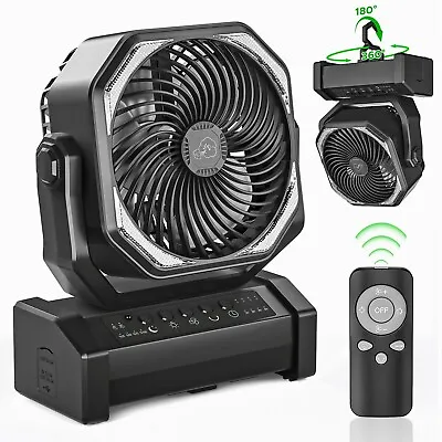 20000mAh 60hrs Rechargeable Auto-Oscillating Camping Fan With LED And Hook • $49.49