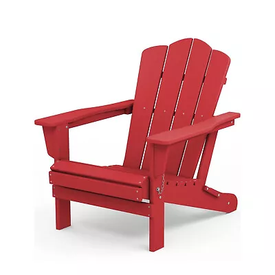 Folding Outdoor Adirondack Chair Durable Patio Deck HDPE UV Resistant Red Sturdy • $126.59
