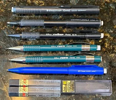 Mechanical Pencil Lot Pentel QE405 Forte Champ Sanford Logo Staedtler Radett • $0.99