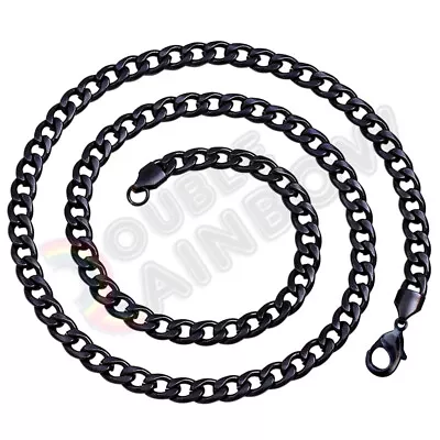 Men Women Stainless Steel Necklace Gold/Black Plated Cuban 3-12mm Chain Link C08 • $8.73