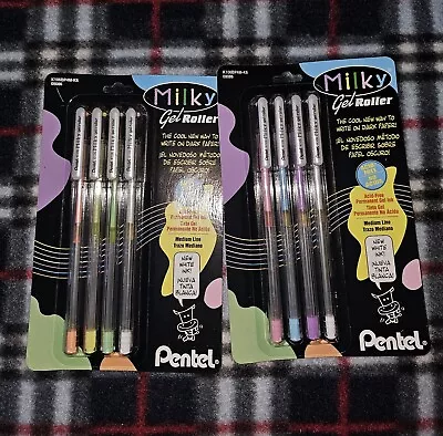 Vintage Pentel K106 Milky Gel Roller Pens 2 Packs 7 Colors Plus Extra White • $29.99