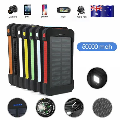 $20.99 • Buy 50000mah Solar Power Bank Portable External Battery Dual USB Phone Charger AU