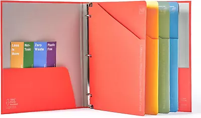 ECOLIFE 1 Inch 3 Ring Binder With Binder Dividers With Pockets Plastic-Free Bin • $25.99