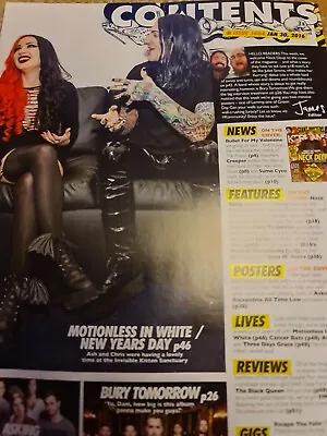 £3.49 • Buy CHRIS MOTIONLESS IN WHITE ASH COSTELLO NEW YEARS DAY A4 Page KERRANG  MAGAZINE