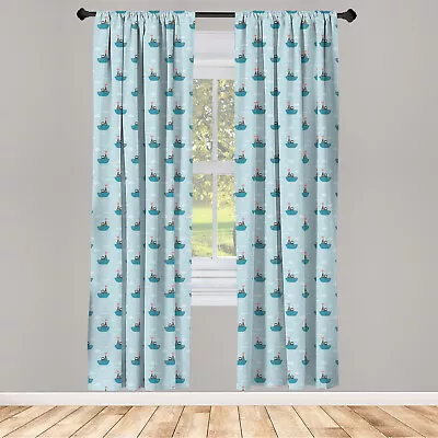 Nautical Curtains 2 Panel Set Yachts Boats Sailing Sea • £23.99