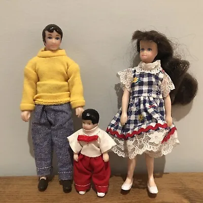 Vintage 1988 Horsman Dollhouse Family Doll Lot Of 3 ~ Mom Dad & Toddler Boy • $0.99