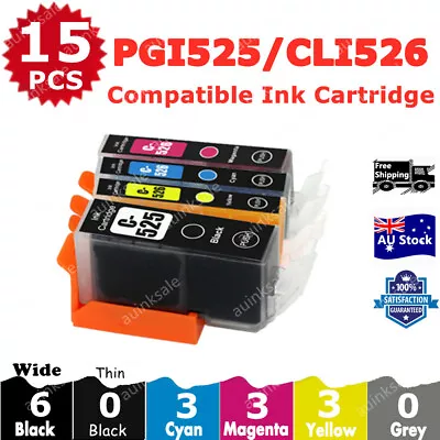 15X Compatible Ink PGI-525 CLI-526 For Canon PIXMA MG6150 MG6250 IP4850 IP4950 • $27