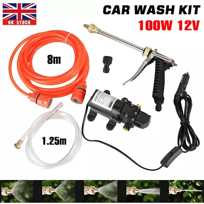 100W Car Washer Portable 12V Water Pump Kit Sprayer Cleaner Hose High Pressure • £16.99
