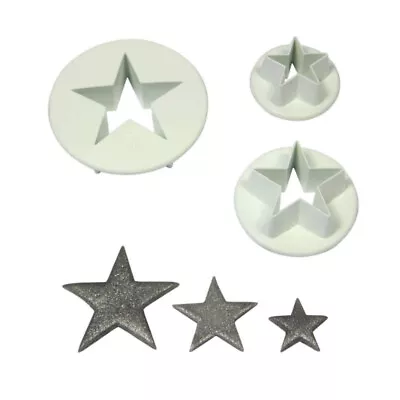 PME Set Of 3 S/M/L STAR Plastic Icing Cut Out Cutters Sugarcraft Cake Decorating • £3.89