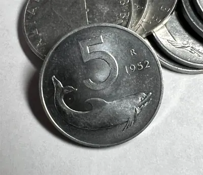 1951-1996 Italy 5 Lire KM #92 DOLPHIN  (Animal Coin) • $0.99