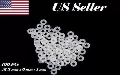 100 PCs M3 Plastic Nylon Flat Spacer Washer ID=3 Mm OD = 6 Mm Thickness = 1 Mm • $8.29