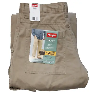 Wrangler Men's Fleece Lined  Pants Cargo Winter Khaki Men's Sizes New Warm • $38.99