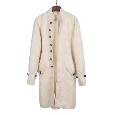 Men's Print Coat Tailcoat Jacket Gothic Frock Coat Uniform Response Jacket • £28.79