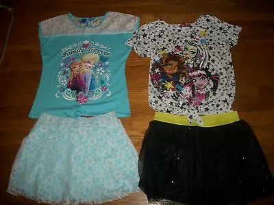 Disney Frozen Anna Elsa Monster High 2 Pc Top Skirt Set Girls Outfit Sz Xl 14 16 • $22