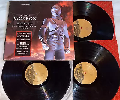 MICHAEL JACKSON History RARE 1995 EUROPEAN ORIGINAL 1st PRESS 3x VINYL LP • $69.99