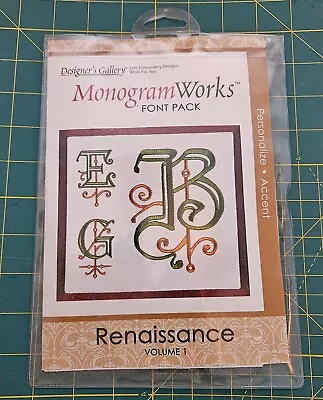 Designer's Gallery Monogram Works Renaissance Font Pack Embroidery Lettering  • $10