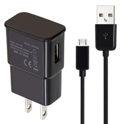 Wall Charger Adapter + Micro USB Cable Cord HIGH Quality For Android Phones Bk • $9.99