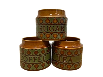 £5 • Buy HORNSEA Bronte Set Coffee Tea Sugar Vintage 1970s Ceramic Storage Jars Canister