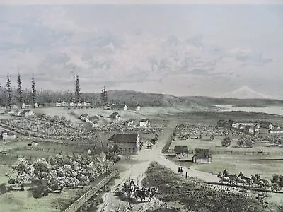 Fort Vancouver Washington Territory Encampment 1860 Sarony Early City View Print • $195