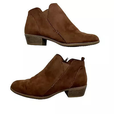 ARIZONA JEANS CO. Gale Ankle Boots Womens 8M Brown Faux Suede Side Zip Booties • $19.95