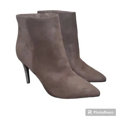 Shu Shop Vita Heeled Side Zip Ankle Booties In Faux Suede Size: 7 Color Taupe • $20