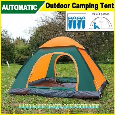 3-4 Man Person Family Pop Up Tent Camping Festival Waterproof Auto Sun Shelter • $33.99