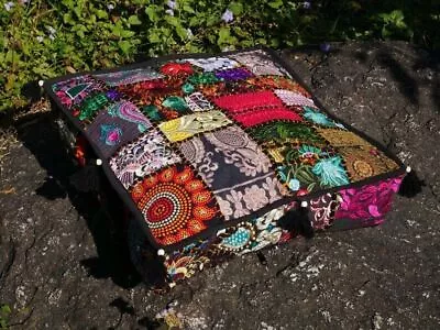 Handmade Patchwork 22  Floor Square Cushion Cover Vintage Outdoor Pet Pouffe New • $33.24