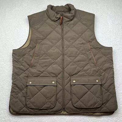 Orvis Quilted Puffer Men's XXL Beige Vest Thinsulate Full Zip Pockets • $36.99