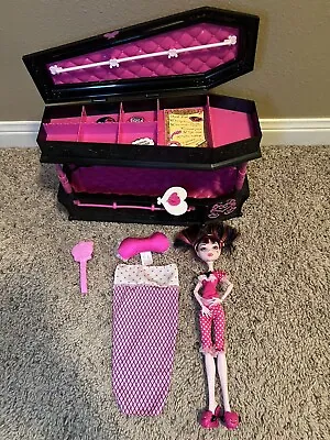 Monster High BDC40  Dead Tired Draculaura Doll & Jewelry Box Coffin Set • $130