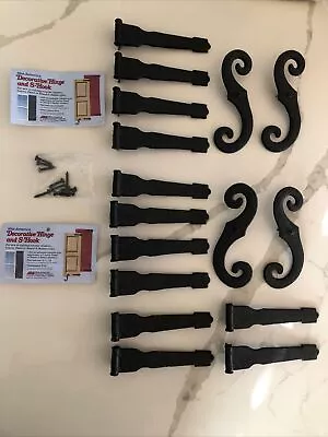 Black Vinyl Colonial Decorative Shutter Hardware: 4 S Hooks 12 Hinge 10 Screws • $29.89