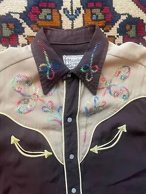 RaRe VinTagE 1950's H BAR C Pearl Snap Smile Pocket WESTERN SHIRT M • $249.99