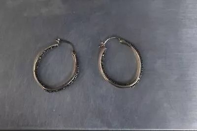 CrazieM Sterling 925 Silver Vintage Southwestern Estate Hoop Earrings 9.7g X99 • $0.99