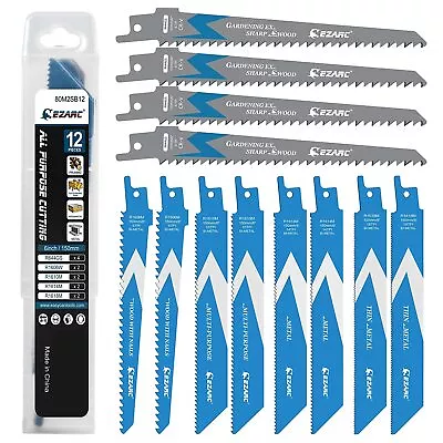 12x EZARC Reciprocating Saw Blades 6 In Bi-Metal Demolition Sabre Saw Blade Sets • $13.99