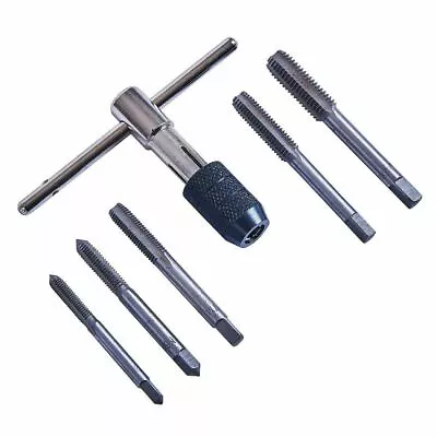 6pc TAP WRENCH & CHUCK SET TOOL STEEL T-HANDLE METRIC M6 M7 M8 M10 M12 AND DIE • £6.99