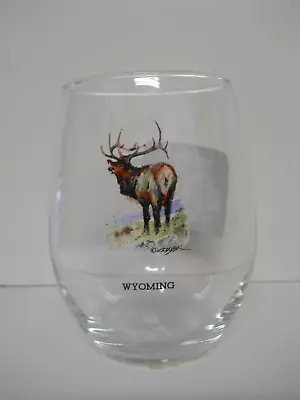 New Demdaco Stemless Wine Glass Wyoming Souvenirs 16 Oz. Elk Moose Wildlife • $16.16